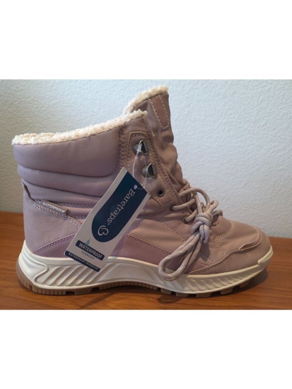 Baretraps Maine Waterproof Mauve Faux Fur Lace-Up Hiker Boots Women's 10M - Picture 2 of 10